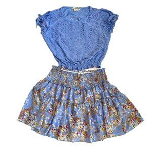 Knit Works Top and Skirt Set Light Blue Girl's Size L (14)